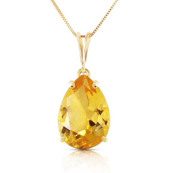 14K. SOLID GOLD NECKLACE WITH NATURAL CITRINES